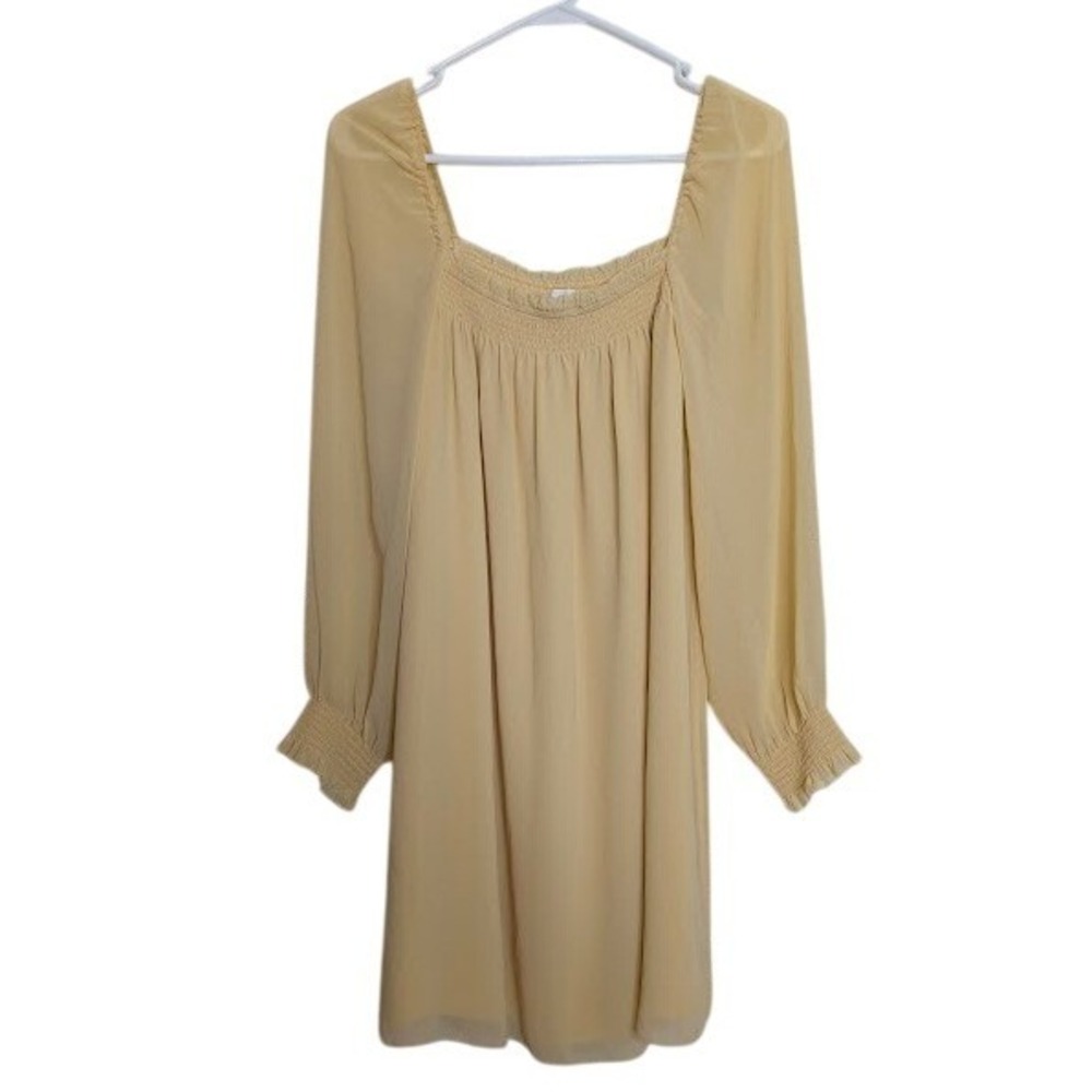 Aritzia Wilfred Womens Size Small Alana Square Smockedโ Neck Buttercream Dress